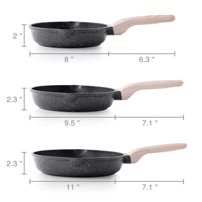 3-Piece Nonstick Frying Pan Set for Induction Cooking