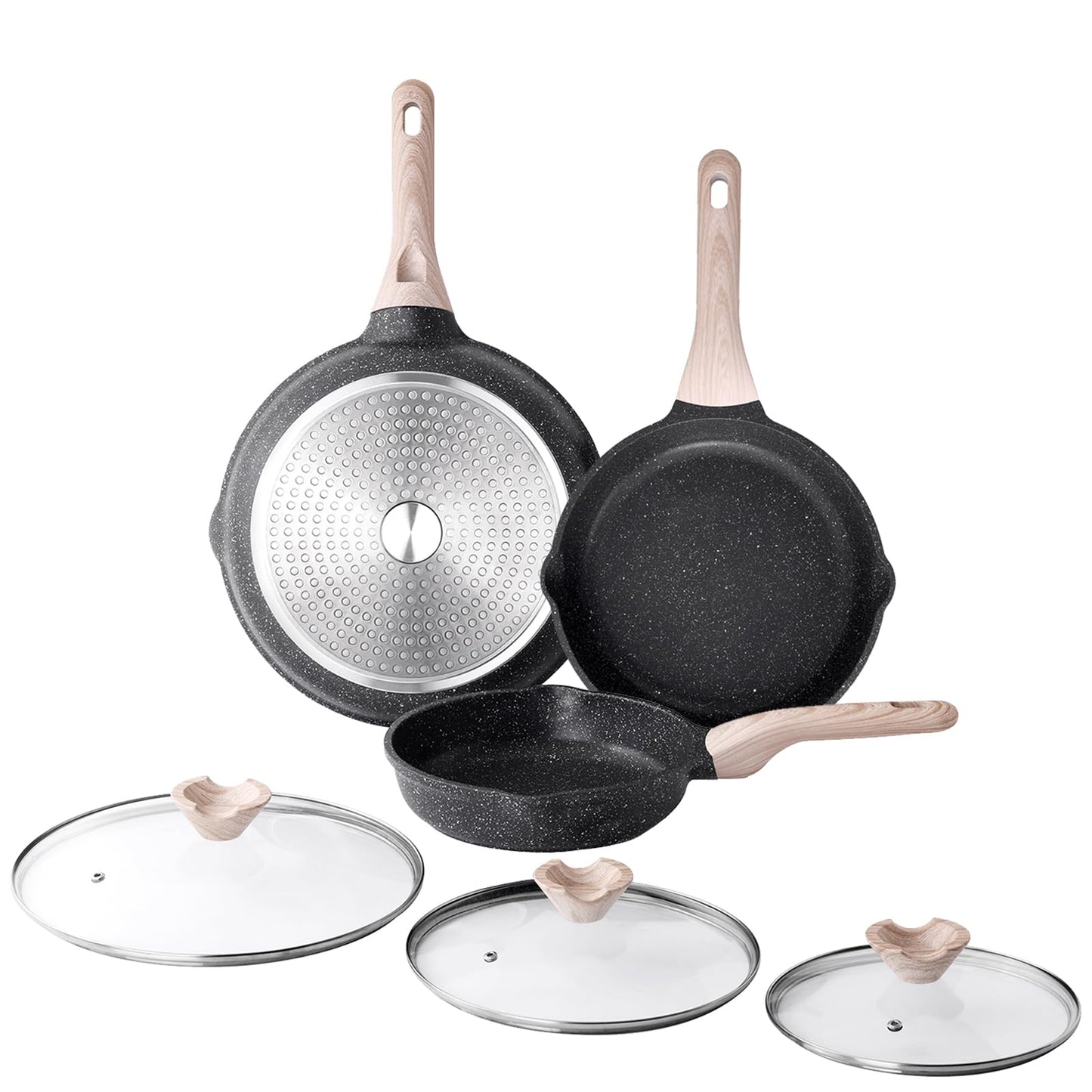 3-Piece Nonstick Frying Pan Set for Induction Cooking