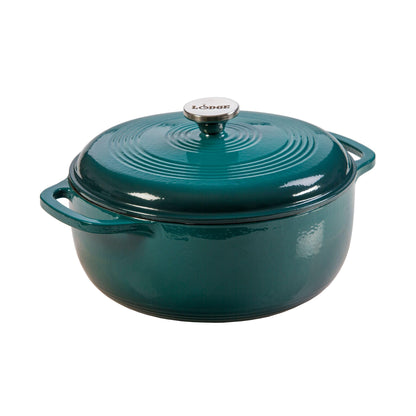 6-Quart Enamel Cast Iron Dutch Oven with Moisture-Sealing Lid for Cooking