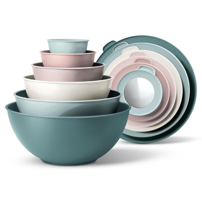 12-Piece Nesting Mixing Bowl Set with Lids for Food Prep & Storage