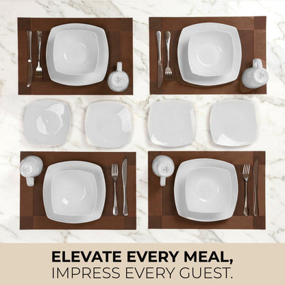 Dinnerware Set with Chip Resistant Plates and Bowls for Everyday Dining