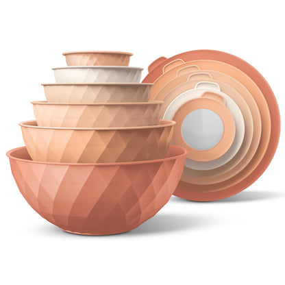 12-Piece Nesting Mixing Bowl Set with Lids for Food Prep & Storage
