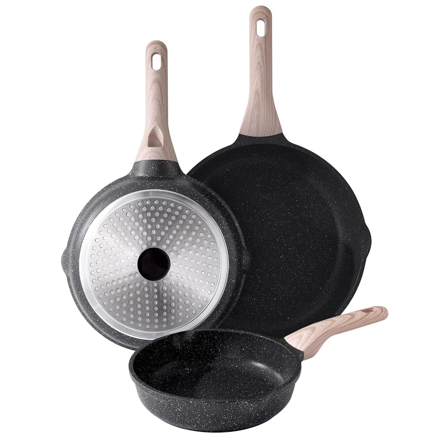 3-Piece Nonstick Frying Pan Set for Induction Cooking