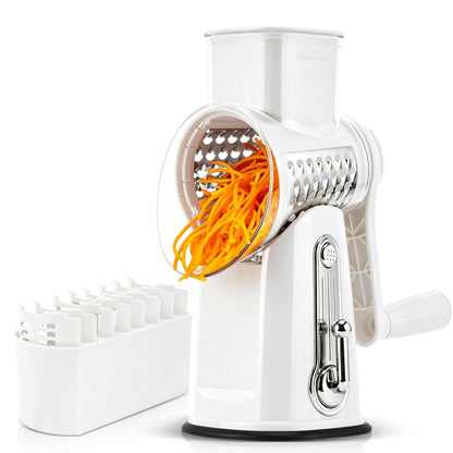 Rotary Cheese Grater with 5 Blades and Suction Base for Food Prep