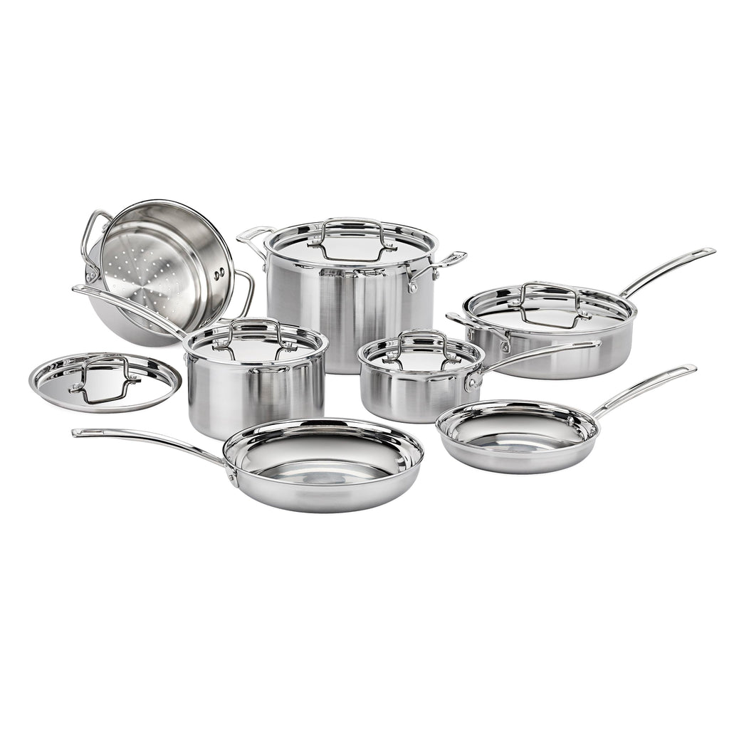 Cuisinart Piece Cookware Set, MultiClad Pro Triple Ply, Silver