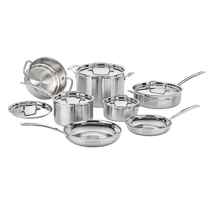 Cuisinart Piece Cookware Set, MultiClad Pro Triple Ply, Silver