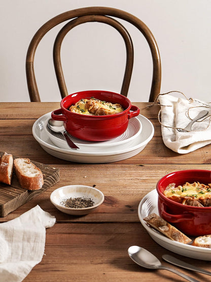 Set of 4 Ceramic Soup Bowls with Handles for Everyday Serving