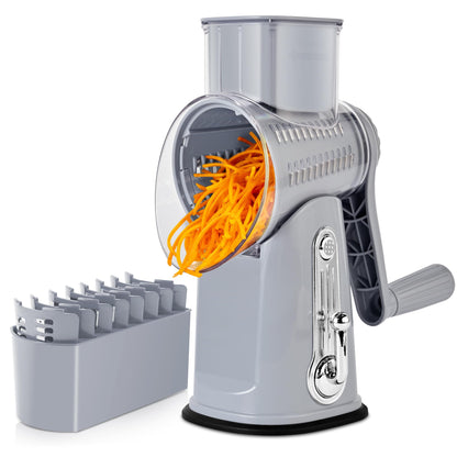 Rotary Cheese Grater with 5 Blades and Suction Base for Food Prep