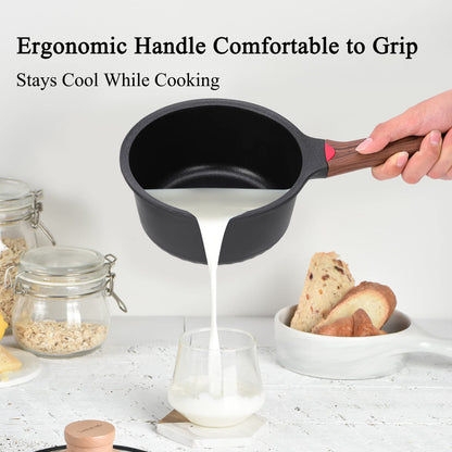 Ceramic Nonstick Saucepan with Lid and Stay-Cool Handle for All Stovetops