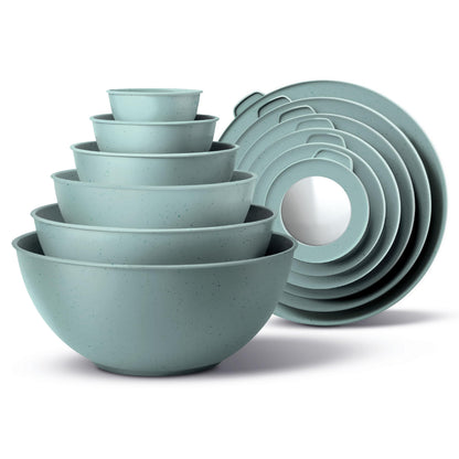 12-Piece Nesting Mixing Bowl Set with Lids for Food Prep & Storage