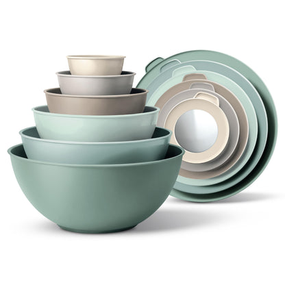 12-Piece Nesting Mixing Bowl Set with Lids for Food Prep & Storage