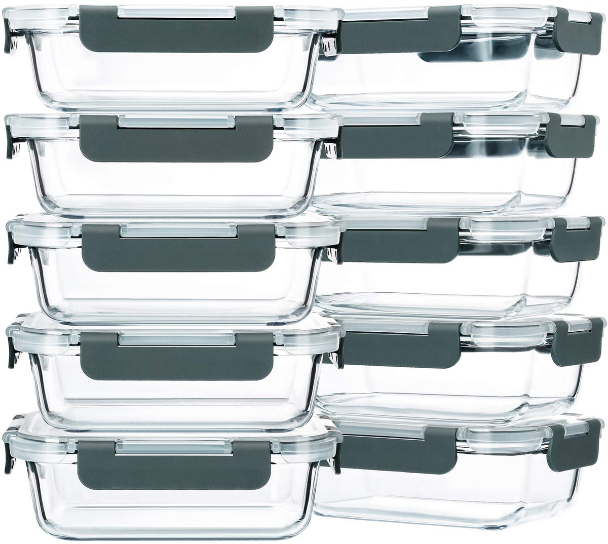 M MCIRCO [10-Pack,22 Oz Glass Meal Prep Container (22 Oz), gray, green, white