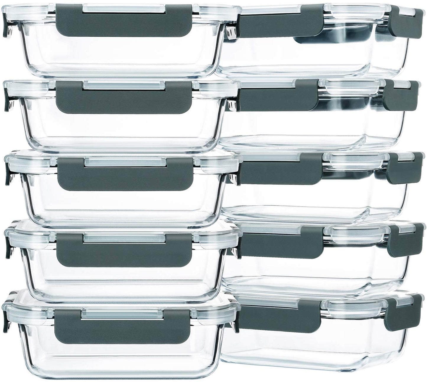 M MCIRCO [10-Pack,22 Oz Glass Meal Prep Container (22 Oz), gray, green, white