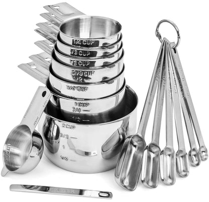Hudson Essentials Stainless Steel Measuring Cups and Spoons Set