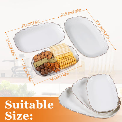 Set of 3 Ceramic Oval Serving Platters for Parties and Entertaining