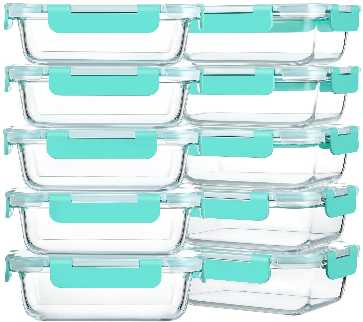 M MCIRCO [10-Pack,22 Oz Glass Meal Prep Container (22 Oz), gray, green, white