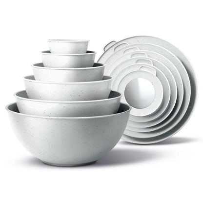 12-Piece Nesting Mixing Bowl Set with Lids for Food Prep & Storage