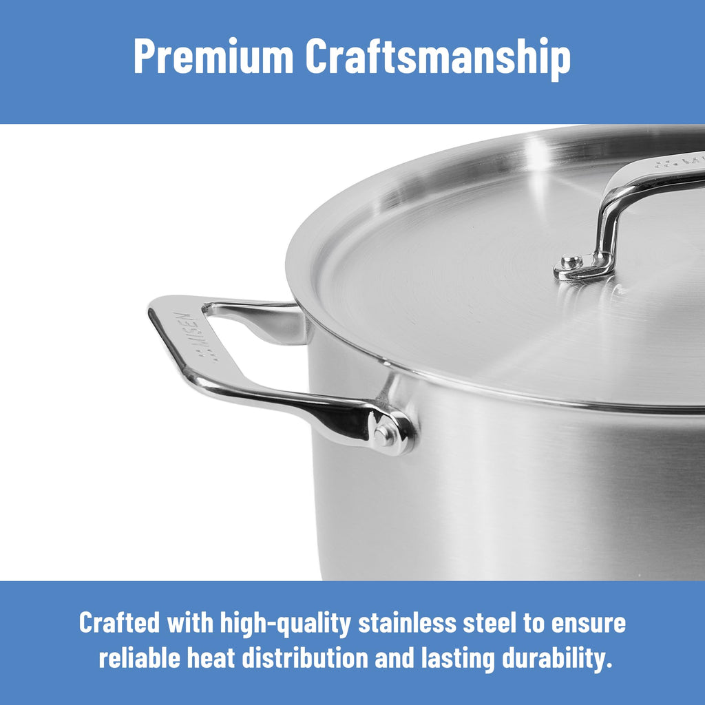 Stainless Steel Stock Pot with Lid for Soup, Stew & Cooking