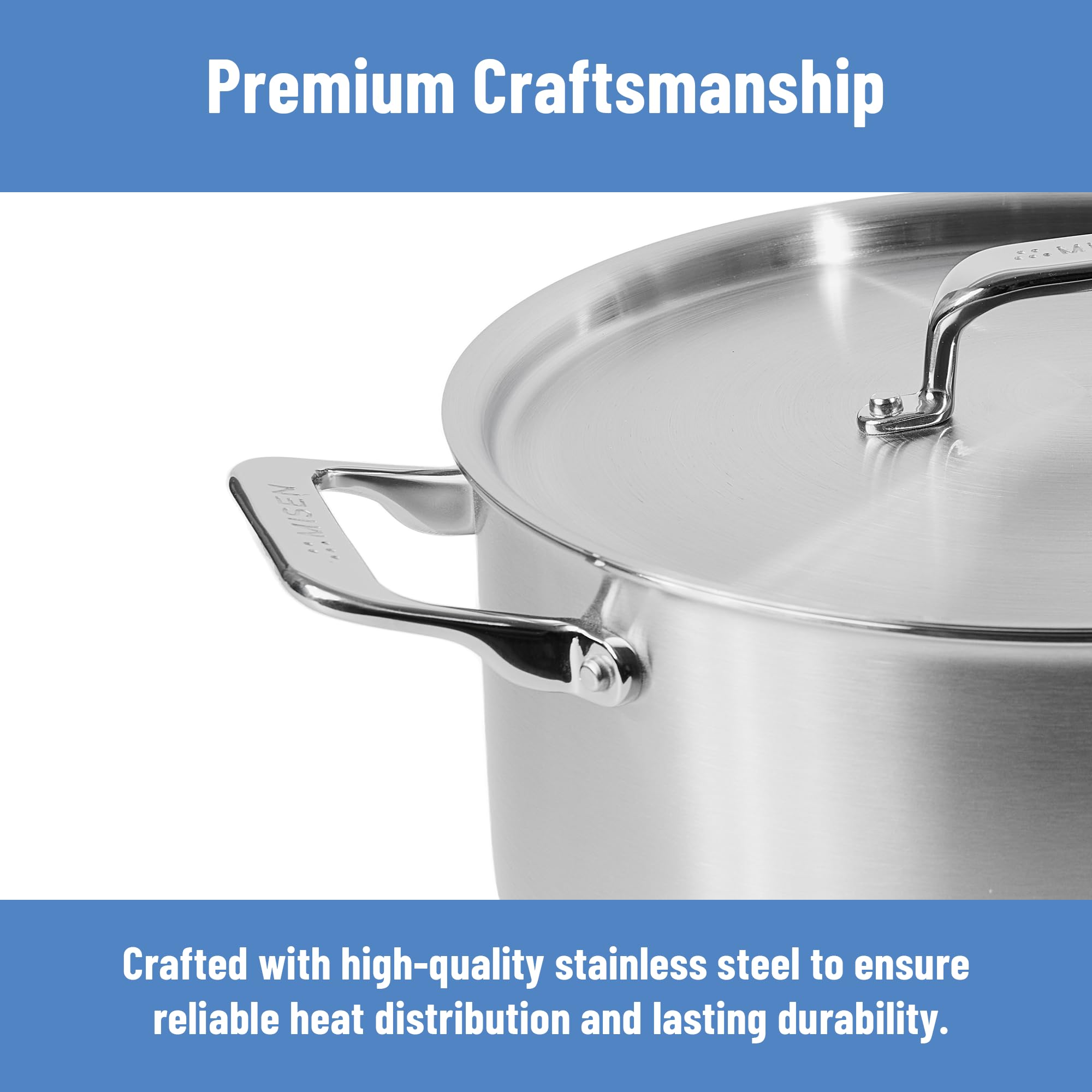 Stainless Steel Stock Pot with Lid for Soup, Stew & Cooking