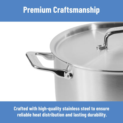 Stainless Steel Stock Pot with Lid for Soup, Stew & Cooking