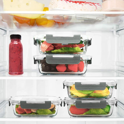 M MCIRCO [10-Pack,22 Oz Glass Meal Prep Container (22 Oz), gray, green, white