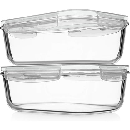 Razab 4 PC 1860ml / 63 Oz / 8 Cups Large Glass Food Storage Containers with Lids - Glass Meal Prep Containers for Roasting & Storing Leftover, Lunch Container with Lids, Microwave & Oven Safe