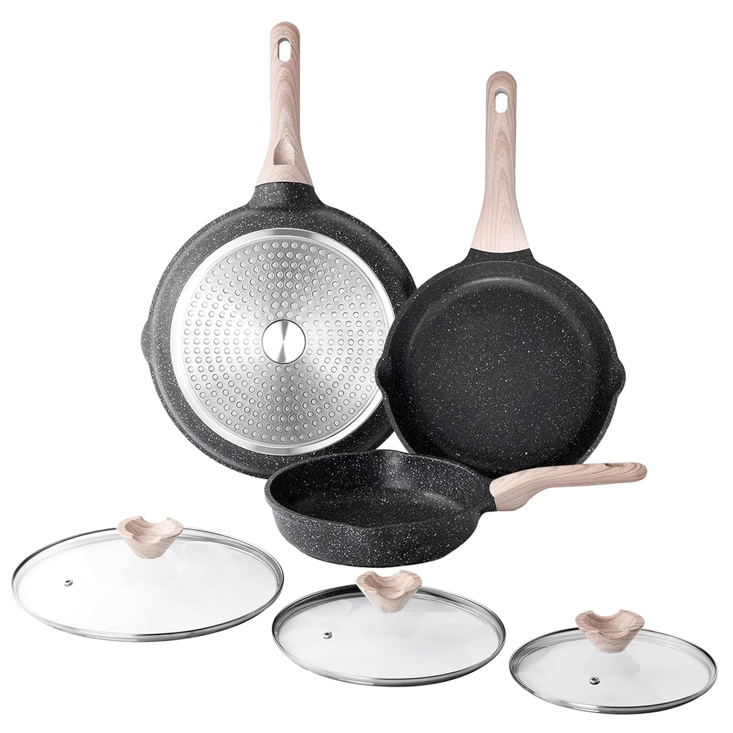 3-Piece Nonstick Frying Pan Set for Induction Cooking