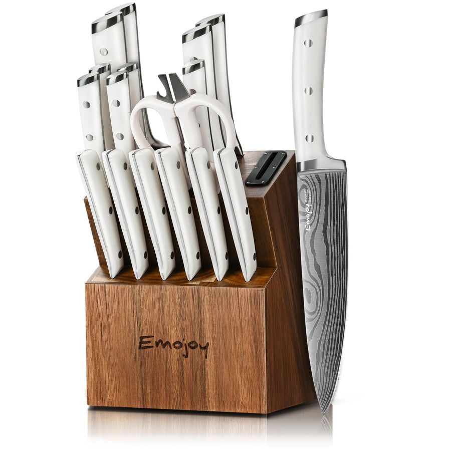 18-Piece German Stainless Steel Kitchen Knife Set with Wooden Block