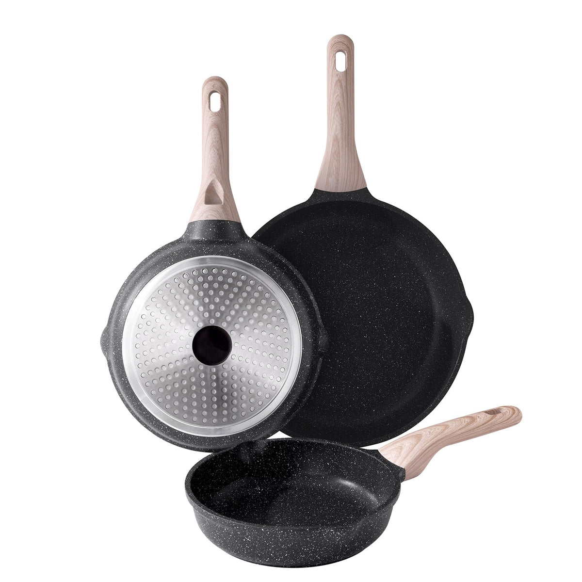3-Piece Nonstick Frying Pan Set for Induction Cooking