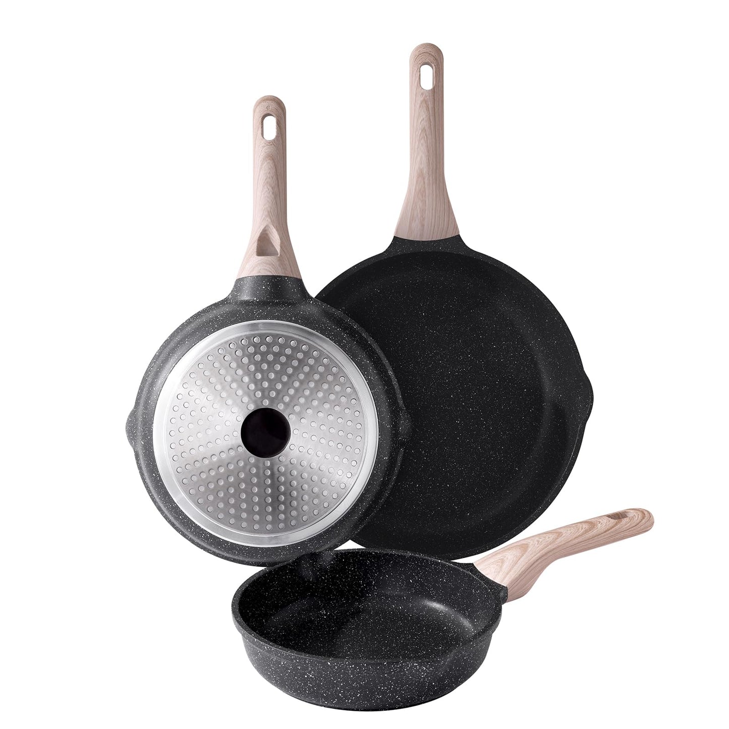 3-Piece Nonstick Frying Pan Set for Induction Cooking