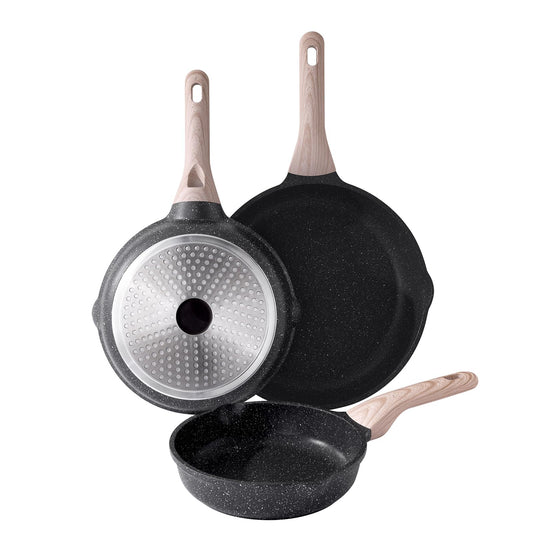 3-Piece Nonstick Frying Pan Set for Induction Cooking