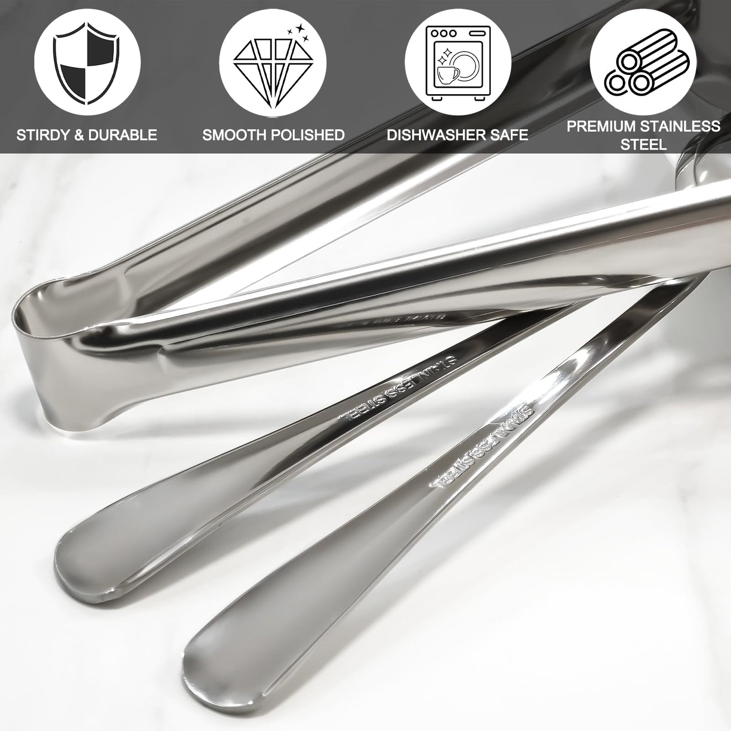 30-Piece Stainless Steel Serving Utensils Set with Spoons and Tongs