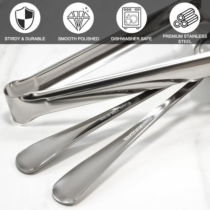 30-Piece Stainless Steel Serving Utensils Set with Spoons and Tongs