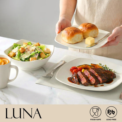 Dinnerware Set with Chip Resistant Plates and Bowls for Everyday Dining