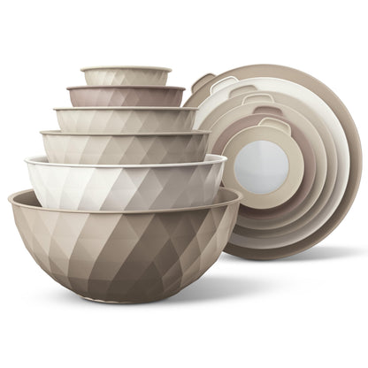 12-Piece Nesting Mixing Bowl Set with Lids for Food Prep & Storage