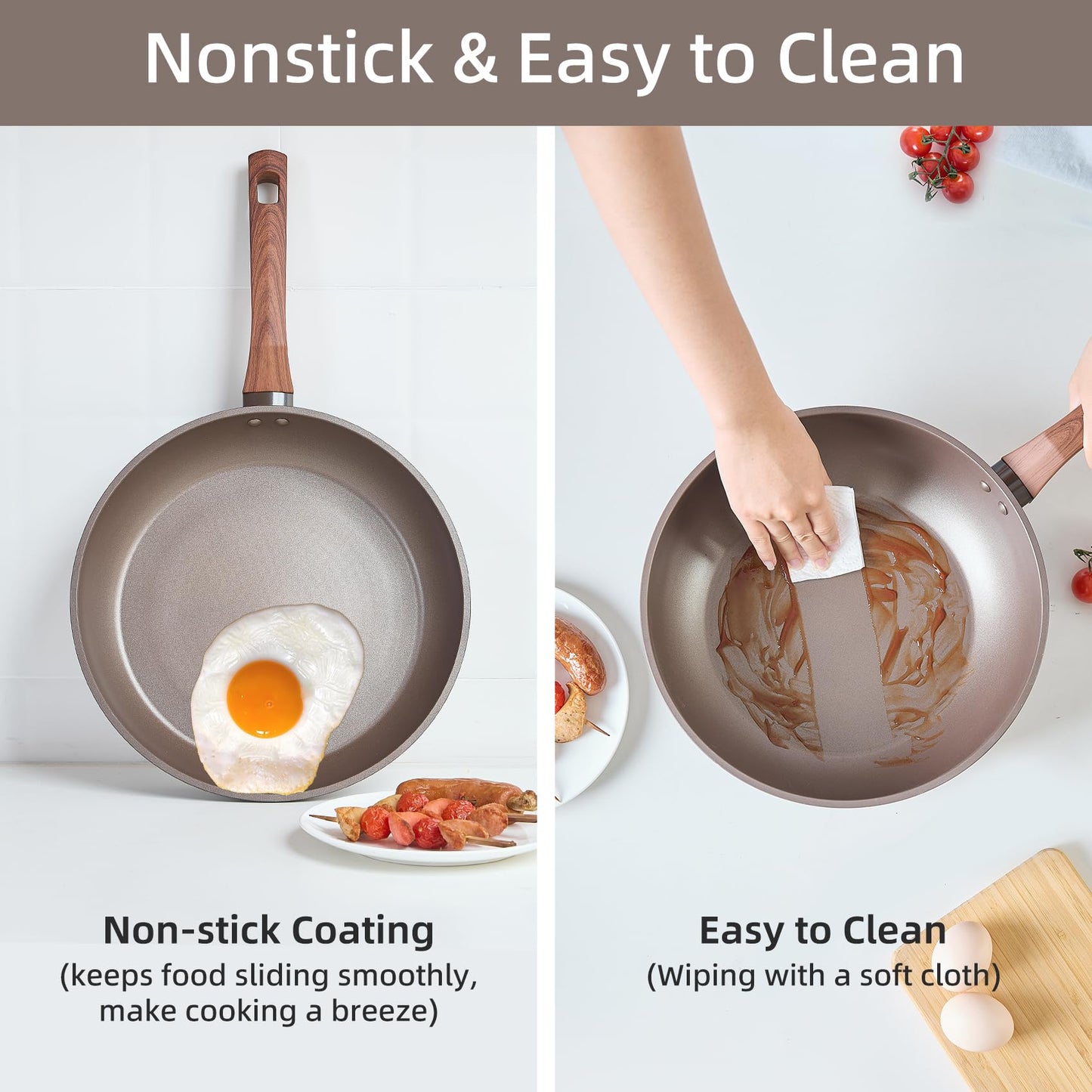 12-Piece Nonstick Pots & Pans Set with Frying Pan & Steamer