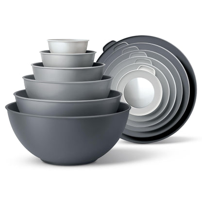 12-Piece Nesting Mixing Bowl Set with Lids for Food Prep & Storage