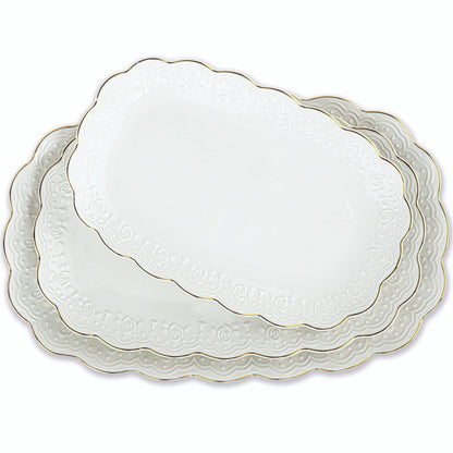Set of 3 Ceramic Oval Serving Platters for Parties and Entertaining