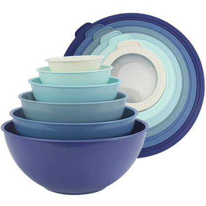 12-Piece Nesting Mixing Bowl Set with Lids for Food Prep & Storage