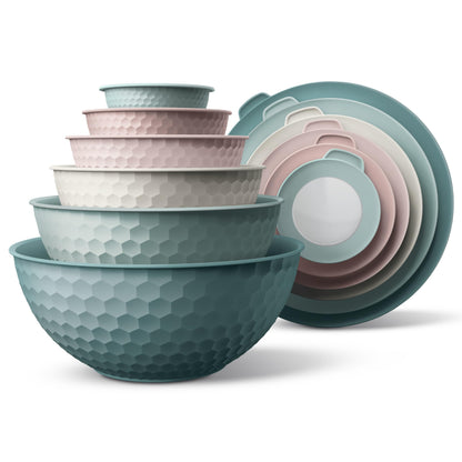 12-Piece Nesting Mixing Bowl Set with Lids for Food Prep & Storage