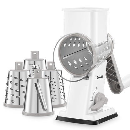 Rotary Cheese Grater with 4 Interchangeable Blades for Food Slicing