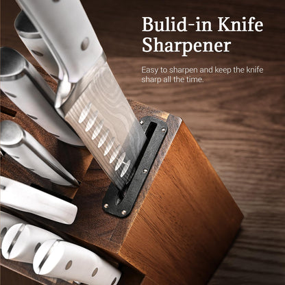 18-Piece German Stainless Steel Kitchen Knife Set with Wooden Block