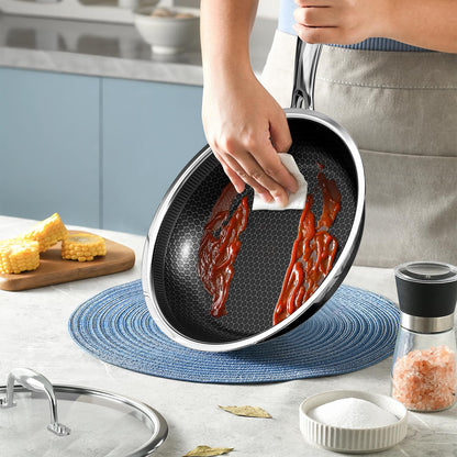 10-Inch Stainless Steel Nonstick Frying Pan with Glass Lid