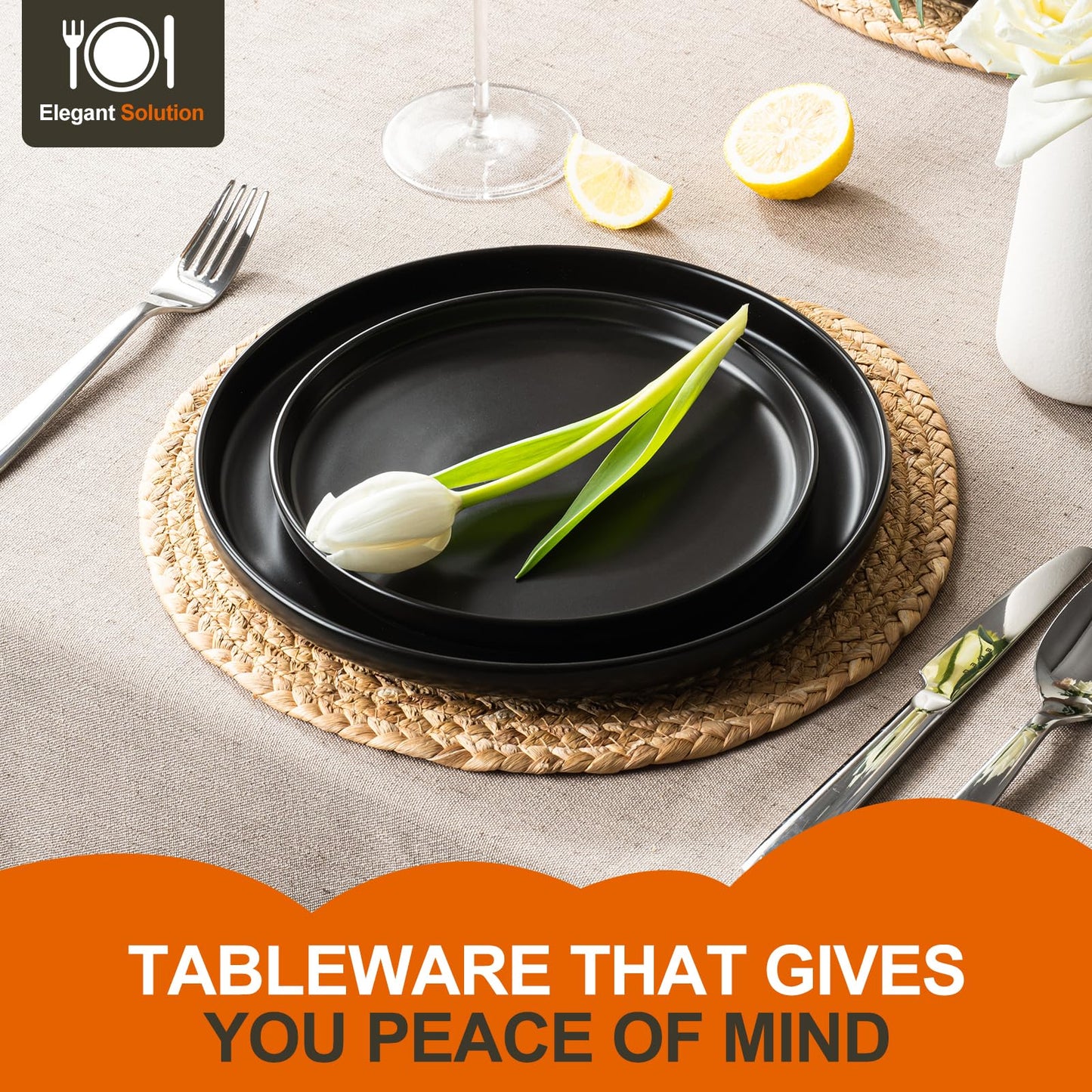 12-Piece Stoneware Dinnerware Set with Plates and Bowls for 4