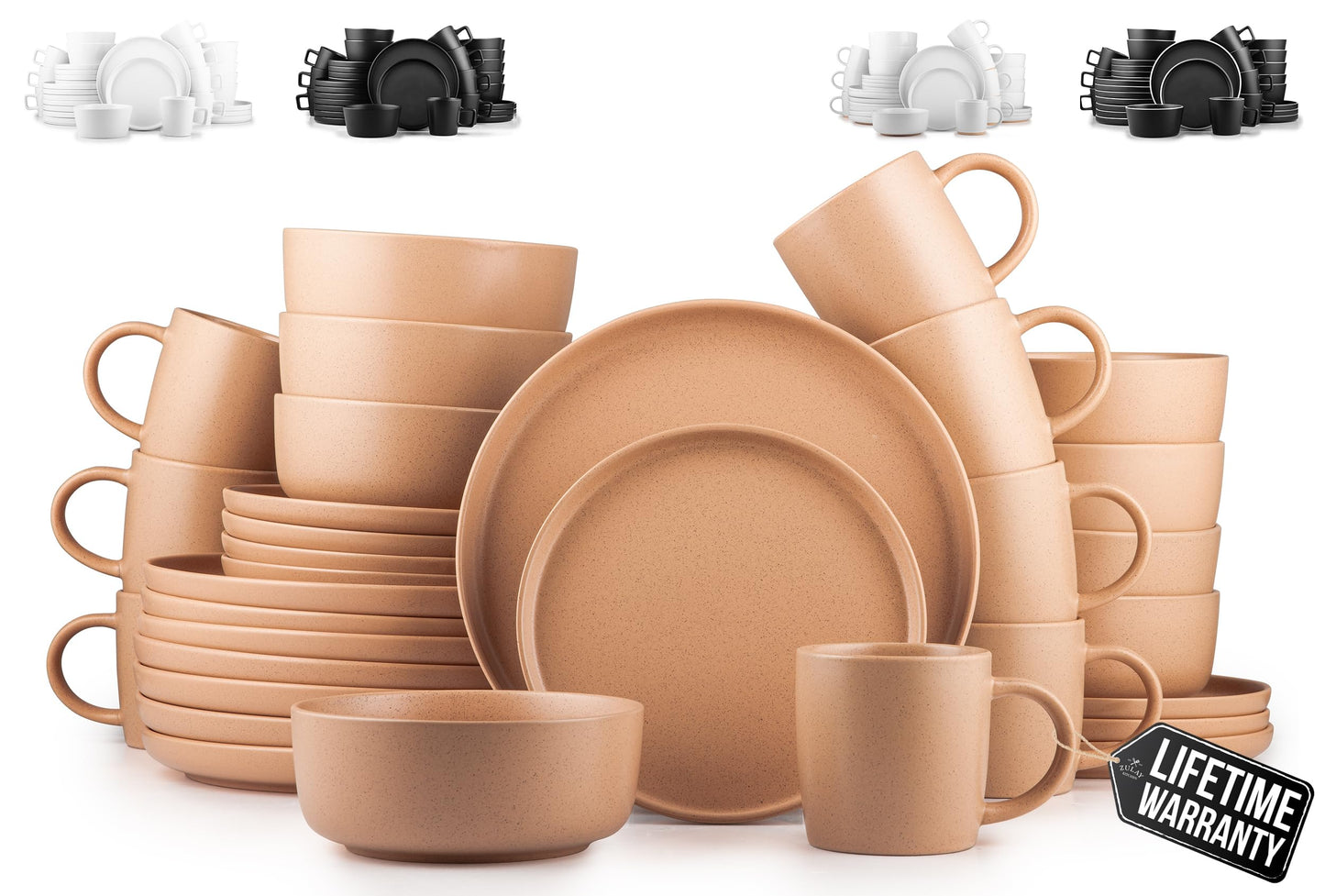 Dinnerware Set with Chip Resistant Plates and Bowls for Everyday Dining