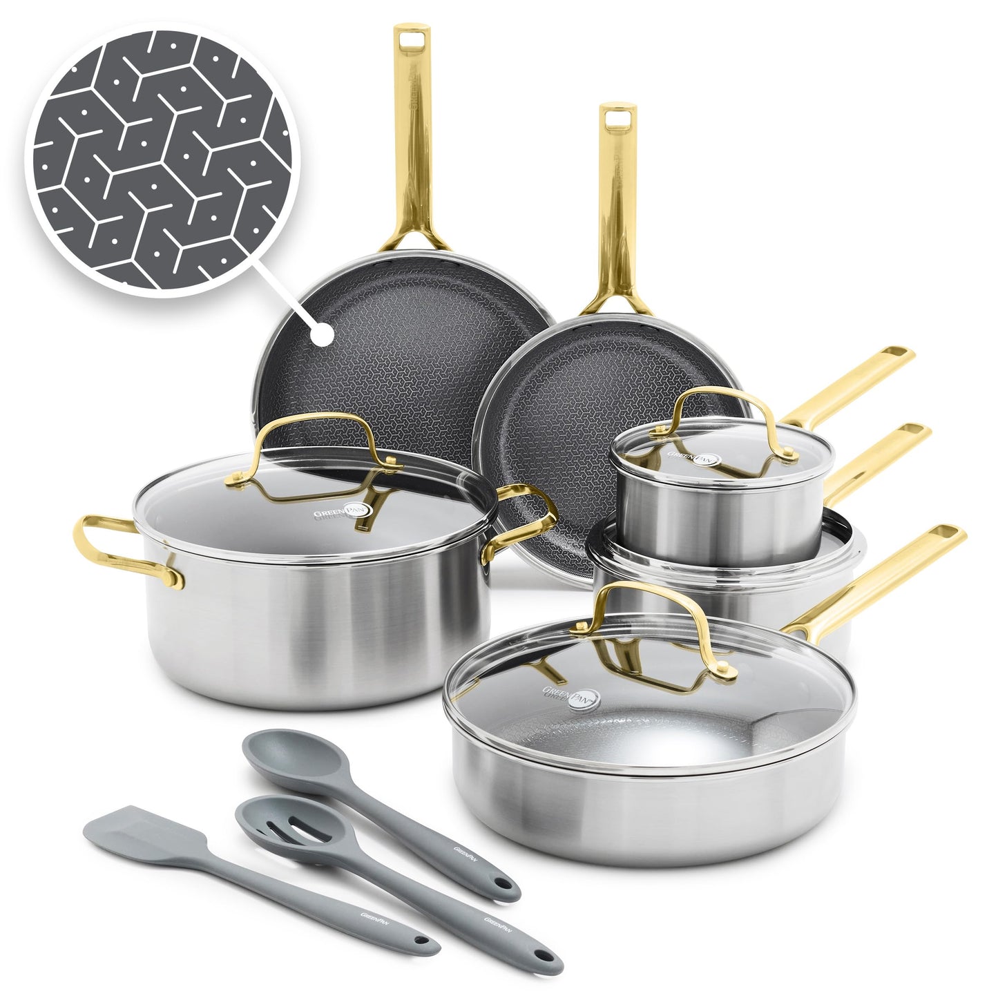 GreenPan Hybrid Nonstick Stainless Steel Frying Pan Set