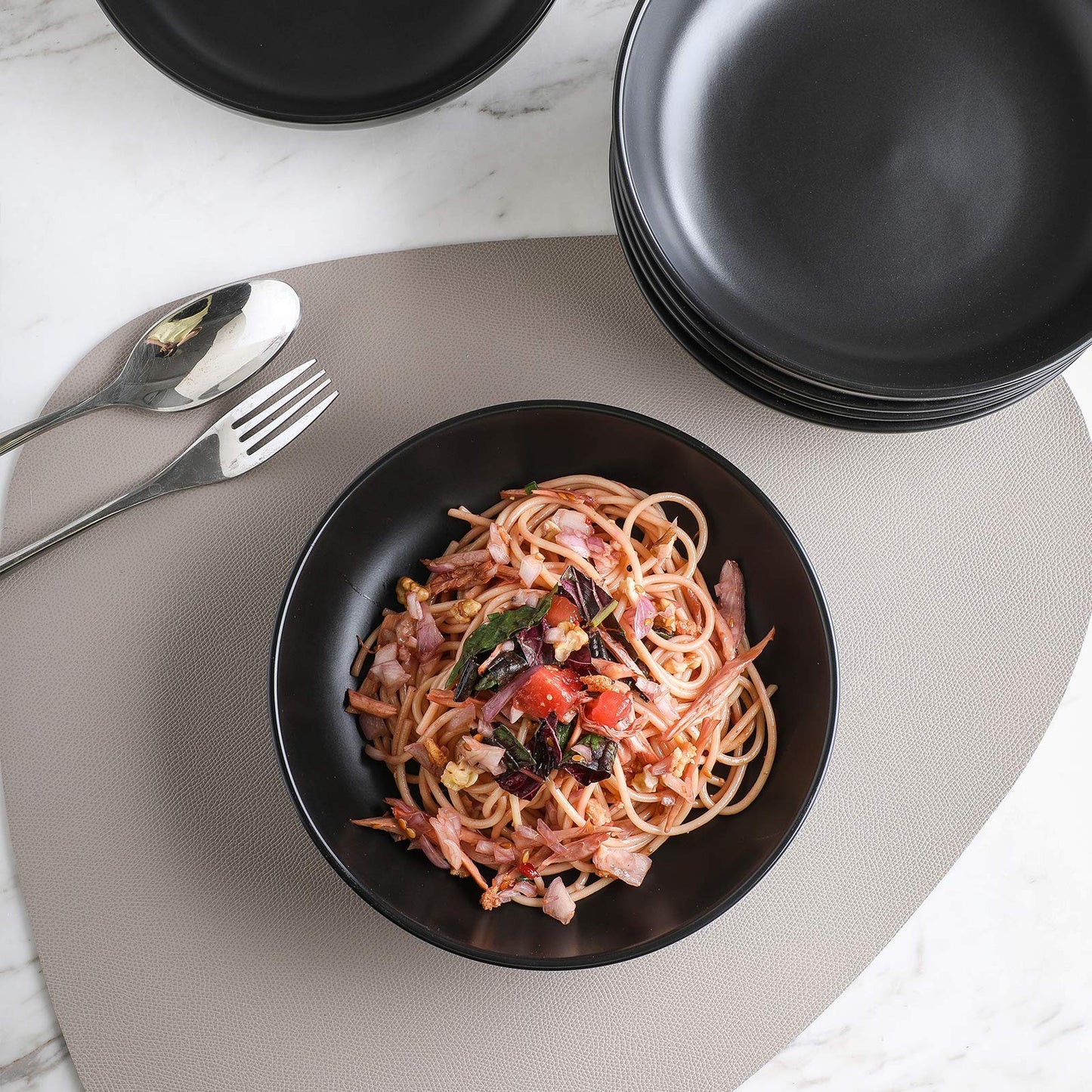 Porcelain Salad Pasta Bowls with Wide Shallow Design for Serving