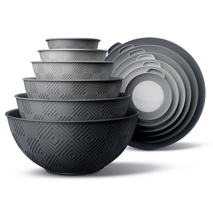 12-Piece Nesting Mixing Bowl Set with Lids for Food Prep & Storage