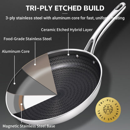 Ammeloo Hybrid Tri-Ply Stainless Steel Frying Pan Set