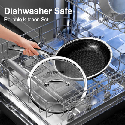 10-Inch Stainless Steel Nonstick Frying Pan with Glass Lid